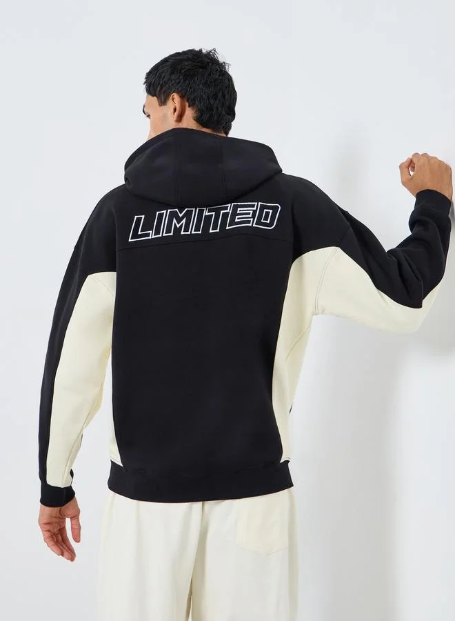 Styli Men Black Embroidered Hoodie